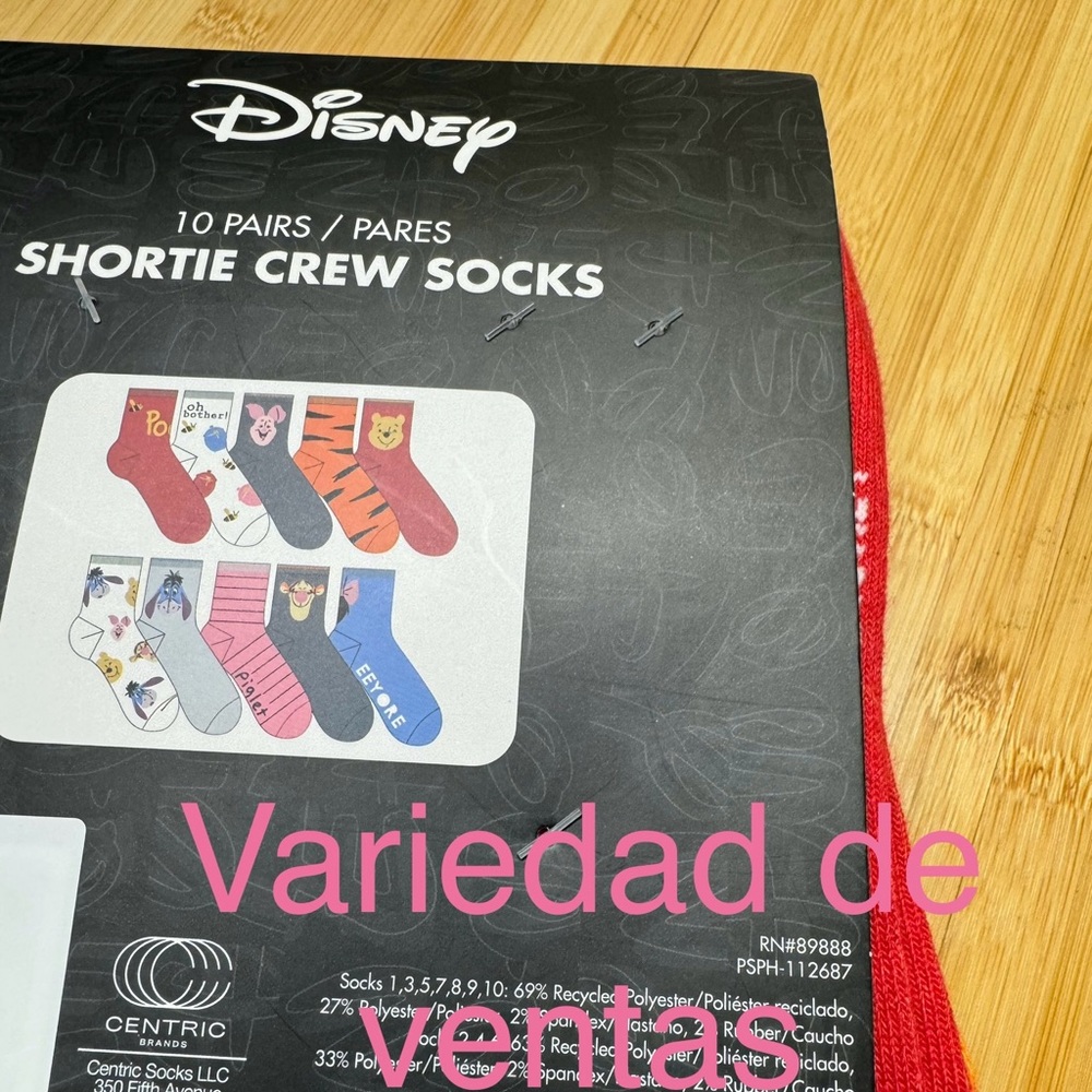 Disney Winnie the Pooh Women's Graphic Crew Socks, 10-Pack, Sizes 4-10 - Picture 2 of 5
